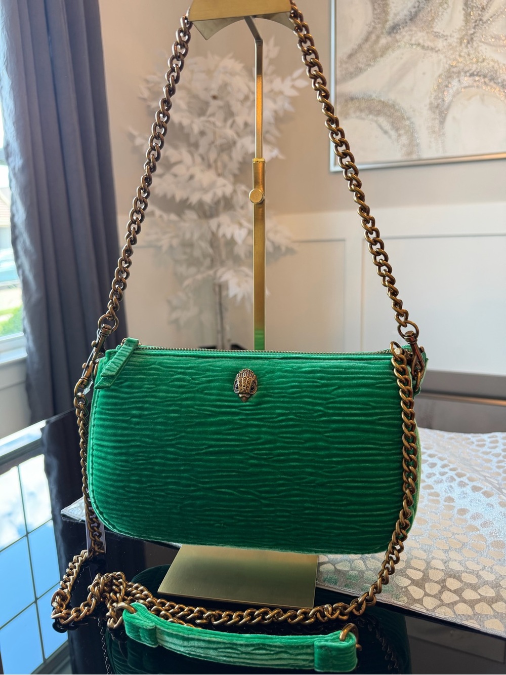 Kurt Geiger Green Shoulder or Crossbody Bag with Chain Strap